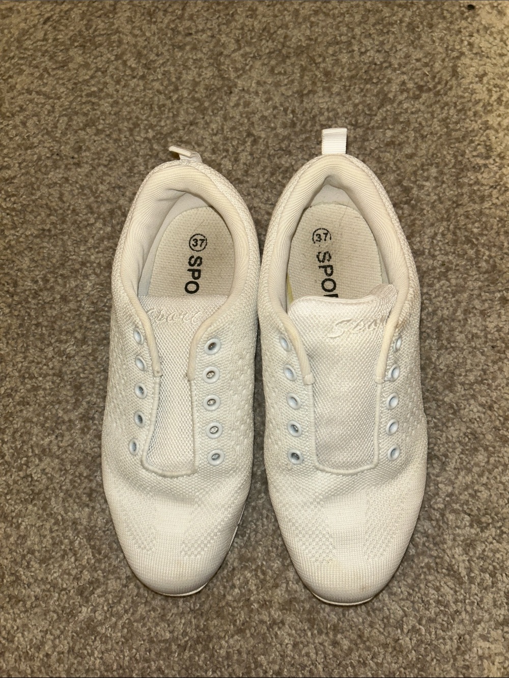 White cheer shoes, barely worn. Missing laces